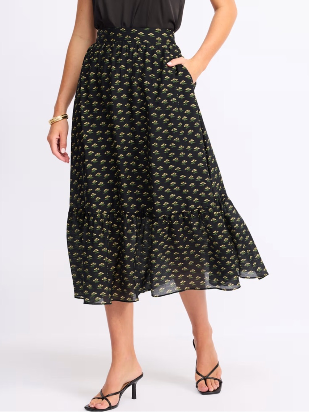 Skies Are Blue Armie Midi Skirt Floral Flowy